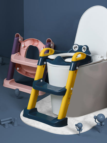 Infant assisted foldable portable toilet ladder